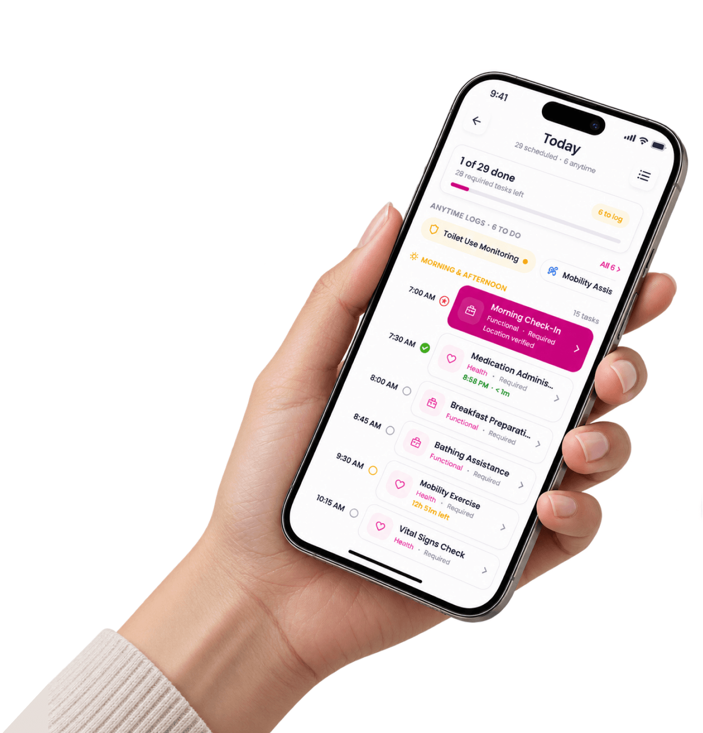 The Anaya care plan on a phone, held in one hand